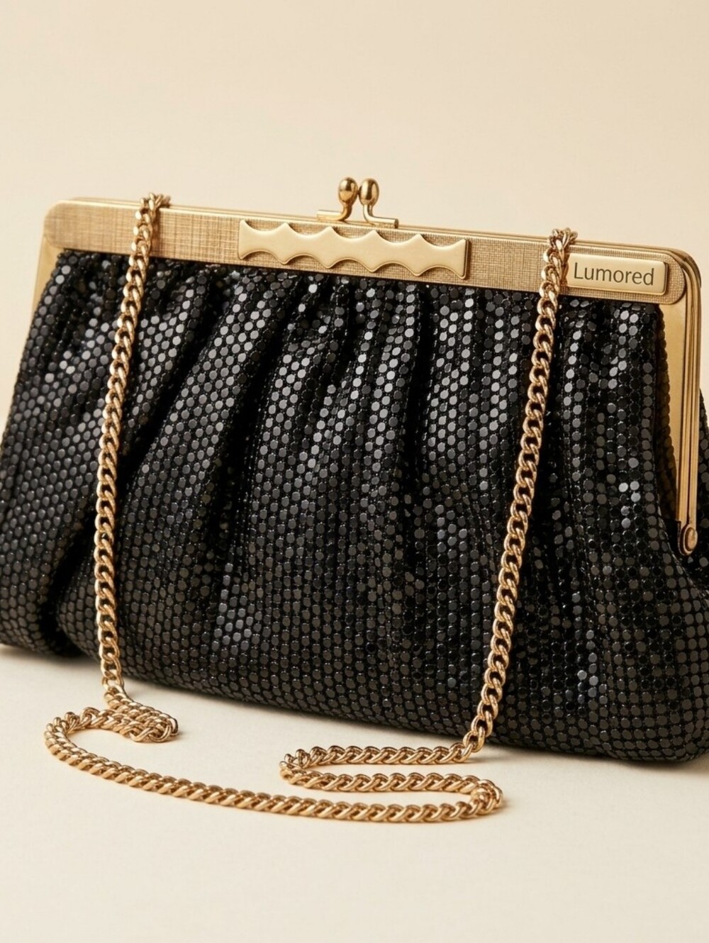 Vintage Lumured - Elegant Black Sequin Clutch Bag